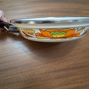 Vintage Sanko Ware Pan From Japan.  Porcelain Enameled Steel.  Oven To Table.